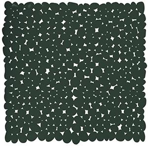 MSV Douche/bad anti-slip mat - badkamer - pvc - donkergroen - 53 x 53 cm - zuignappen - steentjes motief