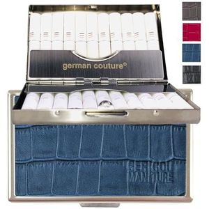 GC-TECH IQGCH2GR Edelmetalen stick-etui compatibel met IQOS Iluma Terea Heets en Lil-Sticks met echt leer in krokodillenreliëf blauw