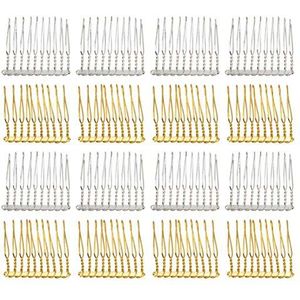 AUEAR, 20 Pack 10 Tanden Metalen Sluier Kam Haar Draad Clips Twist Bruids Bruiloft Kammen Zilver Goud