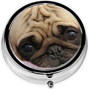 Leuke Pet Pug, Pillendoos, Vierkante Pil Case voor Pocket Of Portemonnee Kleine Pil Container Reizen Pil Organizer