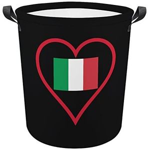 I Love Italiaanse Rode Hart Grappige Wasmanden Met Handgrepen Waterdichte Opvouwbare Kleding Hampers Opslag Bin Organizer