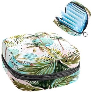 Opbergtas voor maandverband, menstruatiecup zakje tampon tas, menstruatiepads, houder organizer voor vrouwen en meisjes, palmtropisch