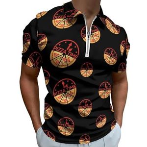 Pizza Tijd Half Zip-up Polo Shirts Voor Mannen Slim Fit Korte Mouw T-shirt Sneldrogende Golf Tops Tees 4XL