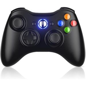 Bonacell Draadloze controller voor Xbox 360 PC controller met 2,4 GHz USB-ontvangeradapter verbeterde dubbele vibratie gamepad voor Xbox 360/Microsoft PC Windows 7/8/10/11