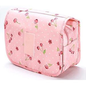 YAOYA Cosmetische tas nylon reisset make-up tas hoge capaciteit cosmetische tassen voor vrouwen badkamer toilettas make-up organizer zakje opknoping (kleur: roze kersen)