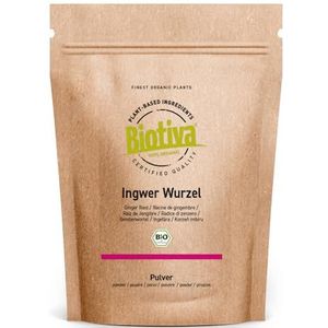 Biotiva Gemberpoeder Bio 100g - Gember - Gemberwortel gemalen - Bijvoorbeeld voor gemberthee of gemberwater - Biologische kwaliteit uit Biotiva - Verpakt en gecontroleerd in Duitsland