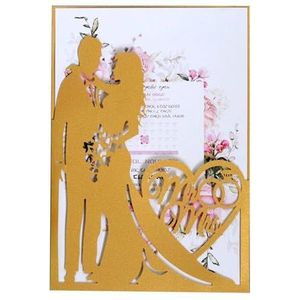 Bruiloft uitnodigingskaart bruiloft uitnodigingskaart Valentijnsdag delicate uitnodigingen romantische bruiloft uitnodigingskaart voor bruiloft (kleur: 06 goud)