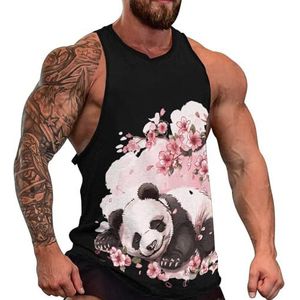 Sleeping Panda Kersenbloesem heren tank top causaal mouwloos T-shirt gym atletische spier tee strand vest