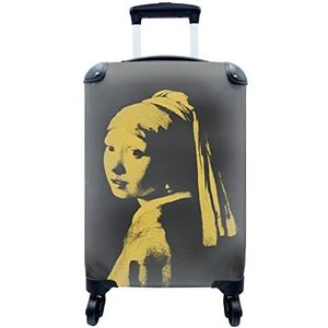 MuchoWow® Koffer - Meisje met de parel - Johannes Vermeer - Geel - Past binnen 55x40x20 cm en 55x35x25 cm - Handbagage - Trolley - Fotokoffer - Cabin Size - Print
