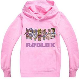 Ro-blox hoodies voor meisjes jongens mode sweatshirt kind lange mouw pullover trainingspak nieuwigheid schattig, roze, 9 jaar
