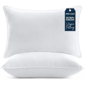 Utopia Bedding Premie Kussen (Set van 2), 50 x 70 cm Beddenkussens, Zachte Stof met Holle Vezelvulling (Wit)