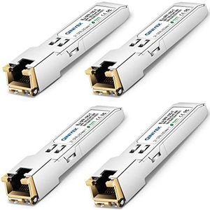 QINIYEK 10GBase-T SFP+ transceiver, 10G SFP+ RJ45 koperen transceiver, compatibel voor Cisco SFP-10G-TS, Ubiquiti UniFi UF-RJ45-10G, Netgear AXM765, Mikrotik, Fortinet, Supermicro, tot 30 m (4 stuks)