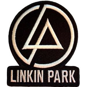 Linkin Park Logo Geweven Concentrische Tekst Ijzer Op Patch, Zwart/Beige, Eén maat