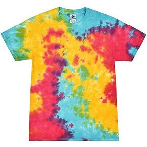TICTEX Colortone Unisex Batik T-shirt - Kleurrijke shirts voor dames en heren - Tie-Dye - Hippiekleding - Neon Shirt Katoen S M L XL XXL 3XL 4XL 5XL, Multi Rainbow, 3XL