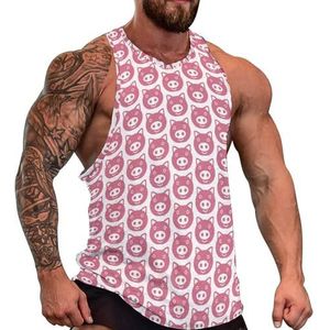 Pig Icon Leuke Heren Tank Top Grafische Mouwloze Bodybuilding Tees Casual Strand T-Shirt Grappige Gym Spier