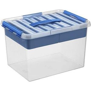 Sunware - Q-line opbergbox met inzet 22L transparant blauw - 40 x 30 x 26 cm
