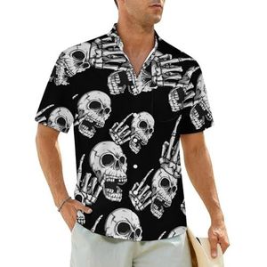 Rock 'N Roll Skull herenoverhemden korte mouwen strandshirt Hawaiiaans shirt casual zomer T-shirt S