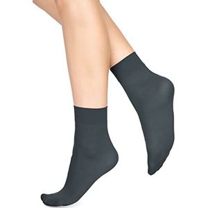 LORES Microvezel ondoorzichtige strakke sokken voor dames, ronde lengte, 60 denier, anti-drukband, enkelhoge kousen [Made in Italy], Cenere, One size