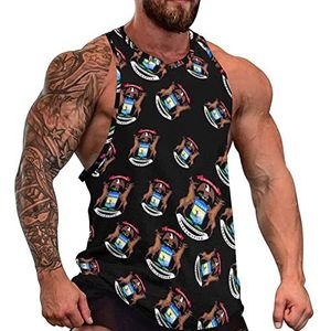 Michigan staat vlag heren spier tank top gym fitness tank shirts volledige print mouwloos T-shirts vest 5XL