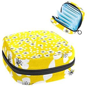 Vrouwen Maandverband Pads Handtas Dames Menstruatie Cup Pouch Meisjes Draagbare Tampon Opbergtas Bloesem Geel Periode Pouch met Rits, Meerkleurig, 4.7x6.6x6.6 in/12x17x17 cm, Toilettas