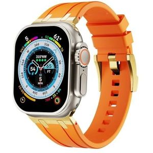INSTR Zachte Siliconen Band voor Apple Horloge Serie 9 8 7 se 6 5 4 42mm 44mm 45mm Sport Armband voor iWatch Ultra 2 49mm Mannen Rubberen Band(Color:Gold orange,Size:For ultra 49mm)