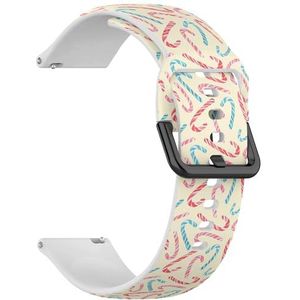 RYANUKA Compatibel met Amazfit GTR 2e / GTR 2 / GTR 3 Pro/GTR 3 / GTR 4 (Kerst Candy Canes Rood Roze) 22 mm zachte siliconen sportband armband band, Siliconen, Geen edelsteen