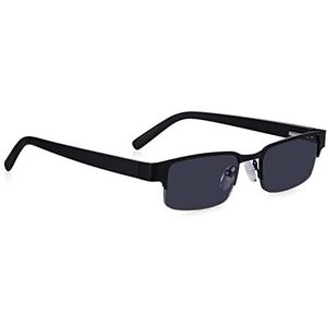 Read Optics Leesbril met half montuur, comfortabel, stijlvol en confectioneel, semi-randloze leesbril, leesbril voor heren, zonneleesbril voor dames en heren, zwarte zonnelens +1,0