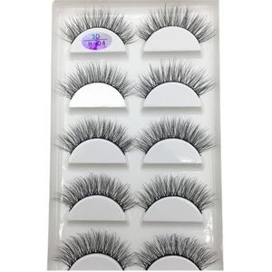 UAMOU 10/50 Dozen 5 Pairs 3D Nertsen Valse Wimpers Haar Natuurlijke Cross Lange Rommelige Make Fake Wimpers Extension Make Up faux Cils Cheerfully (Color : 5Pairs H 04, Size : 100 Boxes 500Pairs)