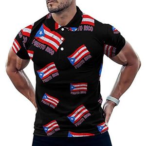 Puerto Ricaanse Pride Vlag Casual Poloshirts Voor Mannen Slim Fit Korte Mouw T-shirt Sneldrogende Golf Tops Tees 3XL