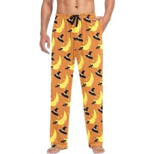 LI ZHI XIN Heren Pyjama Broek Lange Pyjama Bodem Lente Herfst Dunne Losse Stijl Elastische Taille Tie Band Met Zak S-XXL Halloween Wizard Moon Star, Meerkleurig, S