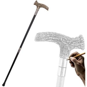 Wandelstok van aluminiumlegering met wit hert voor mannen en vrouwen, gotische decoratieve, sierlijke metalen wandelstok met ergonomisch handvat, wandelstok voor senioren