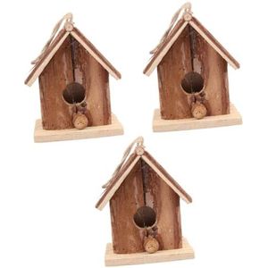 minkissy 3 Stuks houten vogelhuisje hangend vogelhuisje baars houten huis nestkastjes vink vogelhuisje in de tuin vogel huis decor vogelkooi houten vogelnest huisdier versieren kip Bamboe