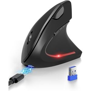 TECKNET Ergonomische Bluetooth-muis, oplaadbare draadloze verticale muis (BT 5.0/3.0 + 2.4G), 6 standen tot 4800 DPI, optische stille draadloze muis met USB-A-ontvanger, brede compatibiliteit