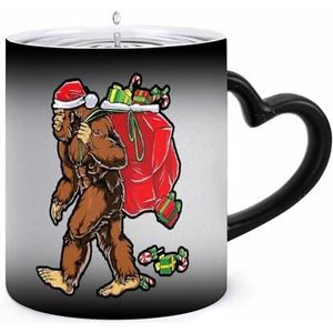 Santa Bigfoot Kerst Koffie Mok 11oz Kleur Veranderende Mokken Hartvormig Handvat Warmtegevoelige Verkleuring Cups