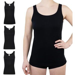 SES hemd voor dames, verpakking van 3 stuks, 100% katoen, zwart, 44