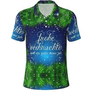 Migpkd Groene Kerstboom Mannen is Golf Polo Shirts Korte Mouw Prestaties Vocht Wick Casual Print Collared Golf Shirts voor Mannen, Zwart, M