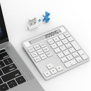 Bluetooth Nummer Pad - 2.4G Draadloos Numeriek Toetsenbord met Display Calculator - Draadloos Nummer Pad Slim 34-Key Draagbare Financiële Accounting Numpad Data Entry & Berekening 2in1 voor Laptop