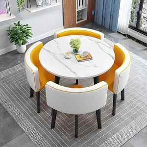 XIANGLV Eettafelset voor 4 vergaderzalen tafel ronde tafel en stoelen eetkamer tafel set voor 4 kleine ronde eettafel ronde keukentafel cirkel keukentafel (A8,90x90x75cm)