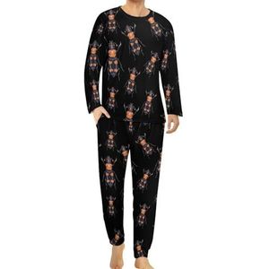 USA Burying Beetle Comfortabele Heren Pyjama Set Ronde Hals Lange Mouw Loungewear met Zakken 4XL