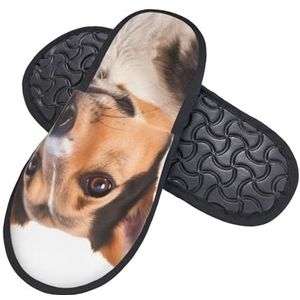 HerfsT Harige pantoffels met hondenprint voor dames en heren, pluizige traagschuimpantoffels winter pluche huispantoffels M, Zwart, Medium