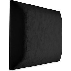 Muralo Fluwelen wandkussen, stoffen bekleed paneel, slaapkamer, woonkamer, bed, wandkussen, bedhoofdeinde, lendenkussen, modern, luxe, zwart, 50 x 50 cm
