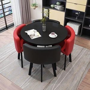 XIANGLV Eettafelset voor 4 vergaderzalen tafel ronde tafel en stoelen eetkamer tafel set voor 4 kleine ronde eettafel, ronde keukentafel, cirkel keukentafel (A9,80x80x75cm)
