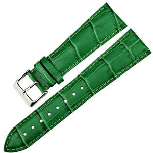 YingYou Mode Echt Lederen Horloge Band 12/14/16/17/18/19/20/22mm Horlogebanden Riem Armband Geel Blauw Roze Rood Vrouwen Horloge Band (Color : Green, Size : 19mm)