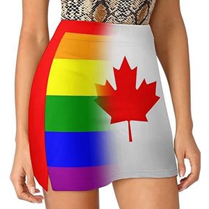 LGBT Pride Canadese vlag dames skorts hoge taille tennisrok gelaagde korte minirok culottes korts met zakken 4XL