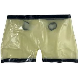 Heren Latex Slips Ondergoed Rechte Rubber Transparante Strakke Veiligheidsbroek, Zwart, XL