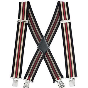 YYKSYDPT Bretels voor heren broek met zeer sterke 4 clips 50 MM brede bretels X stijl verstelbare brace bretels, Kleurrijke strepen, One Size