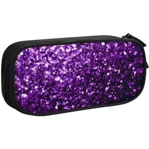 Yyoretp Grote Capaciteit Mooie Paars Glitter Print Potlood Case, Dubbellaags Rits Make-up Pouch Potlood Box Organizer., Zwart, Eén maat, Beauty Case
