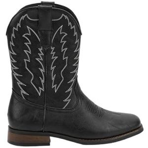 Cowboy Boots For Men Western Boot Fashionable Retro Classic Embroidered Pull On Slip Resistant Boots (Color : Black, Size : EU 45)
