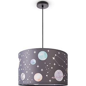 Paco Home Hanglamp Kinderkamer Pendelarmatuur Baby Lampenkap Stof Rond Wolken Hemel Sterren Kinderlamp E27