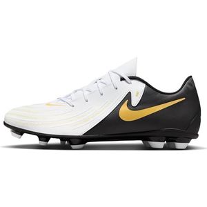 Nike Phantom Gx Ii Club Fg/Mg voetbalschoenen voor heren, Wit Zwart Mtlc Gold Coin, 42 EU